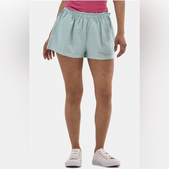 No Boundaries Striped Seersucker Bungee Shorts, 2" Inseam- XL- Tropic Water - Picture 1 of 10